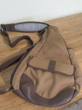 Vintage LLBean AmeriBag Brown & Beige Back Bag Crossbody Sling Bag